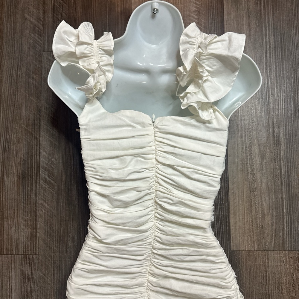 Zara Cream Ruched Mini Dress - Picture 4 of 6